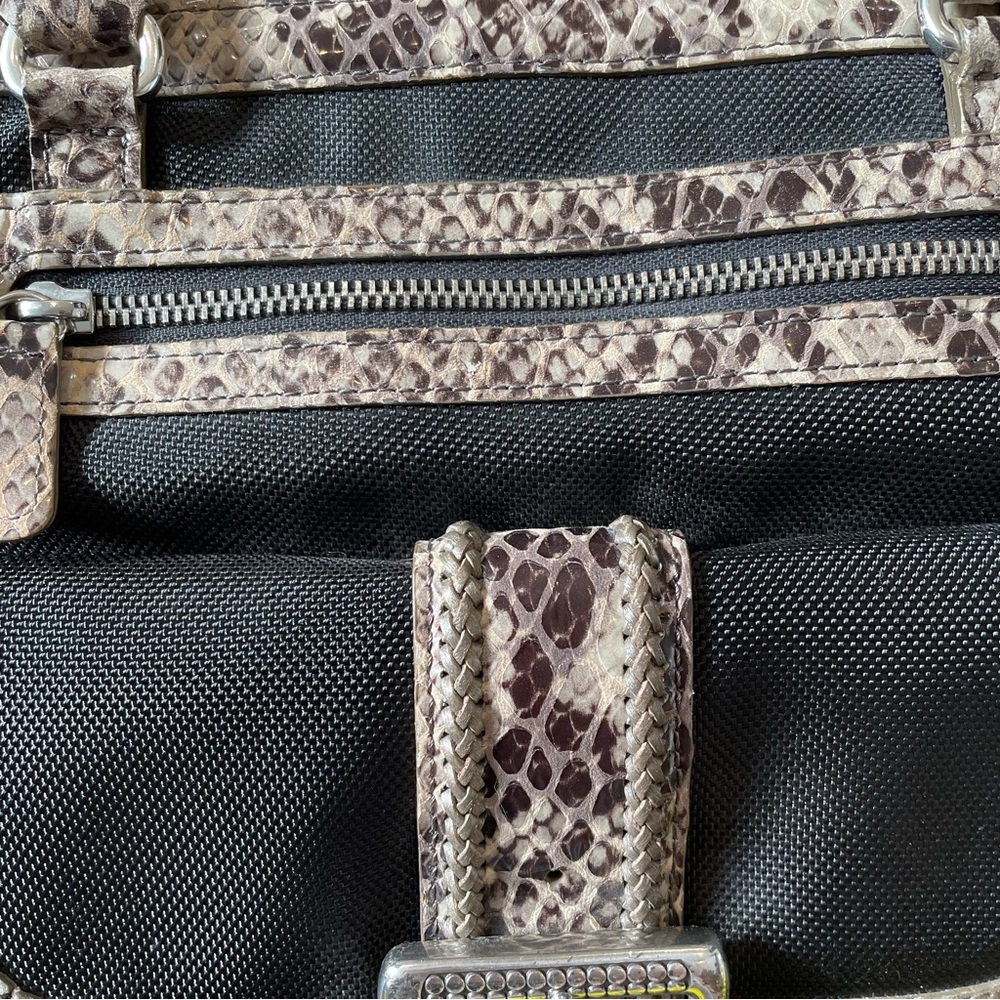 Brighton Python Trimmed Nylon Canvas Shoulder Bag… - image 3